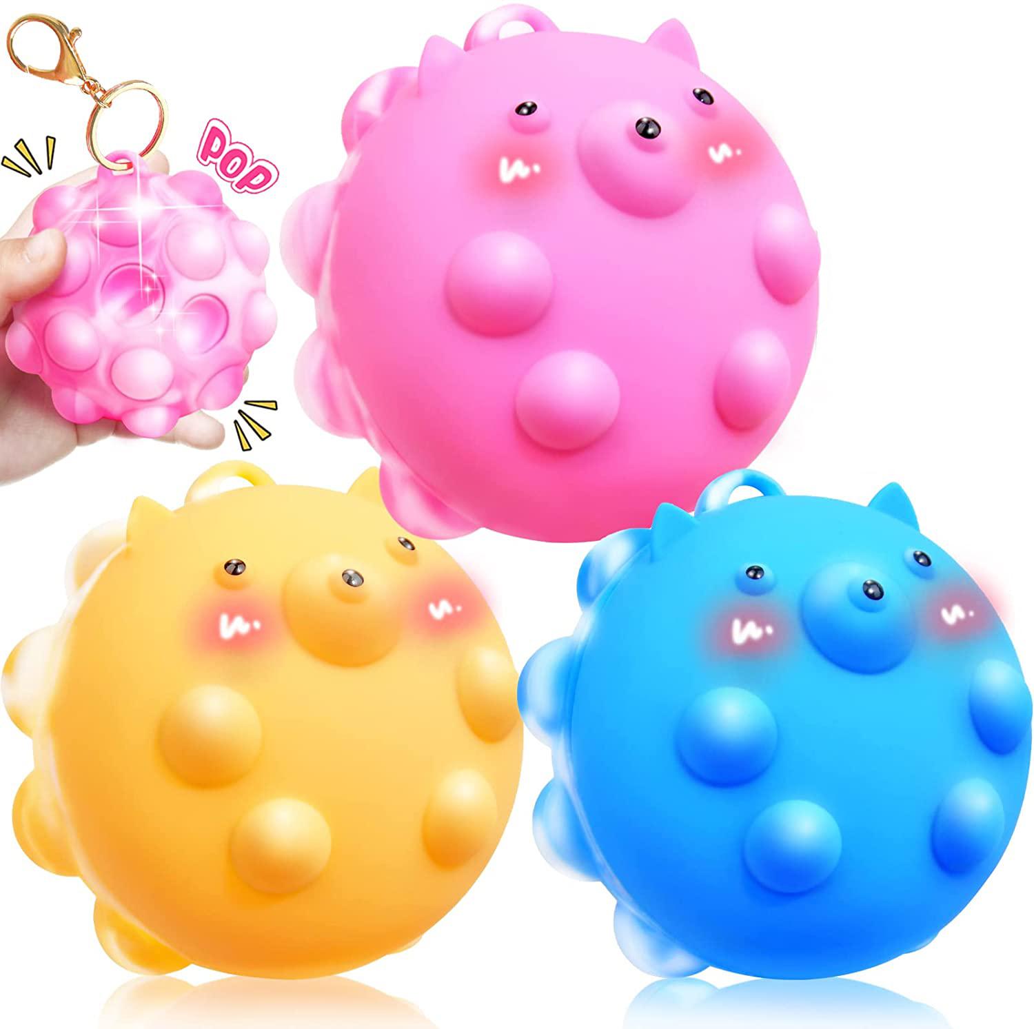 Thriving Toys 3Pcs Pop Ball Fidget Toys, Pop Stress Balls, Squeeze Sensory Toy 3D Silicone Pop Push Bubble Bouncing Fidget Ball Anxiety Stress Relief for Girls Kids