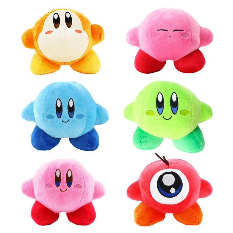 Plush toy for children Star Kirby Plush Strap 6pcs Star Doll Stuffed Animals Cute Soft Anime Collection Toy Compatible with Nintendo