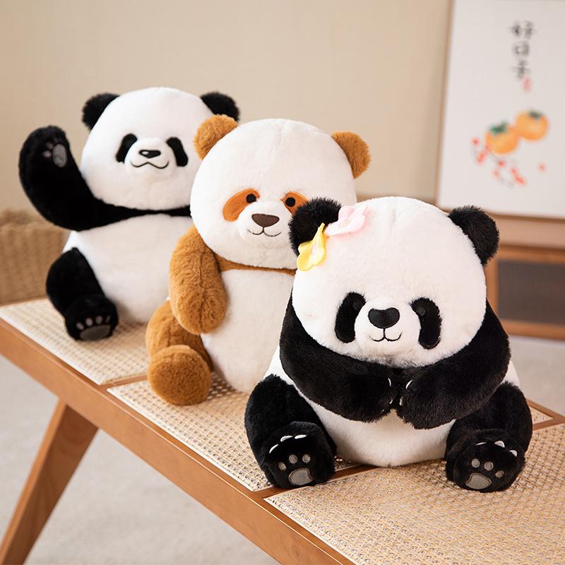 Toy Tribe Cute Simulation Panda Doll Flower Giant Panda Doll Stuffed Toy Hug Sleeping Doll Children's Birthday Gift Girl