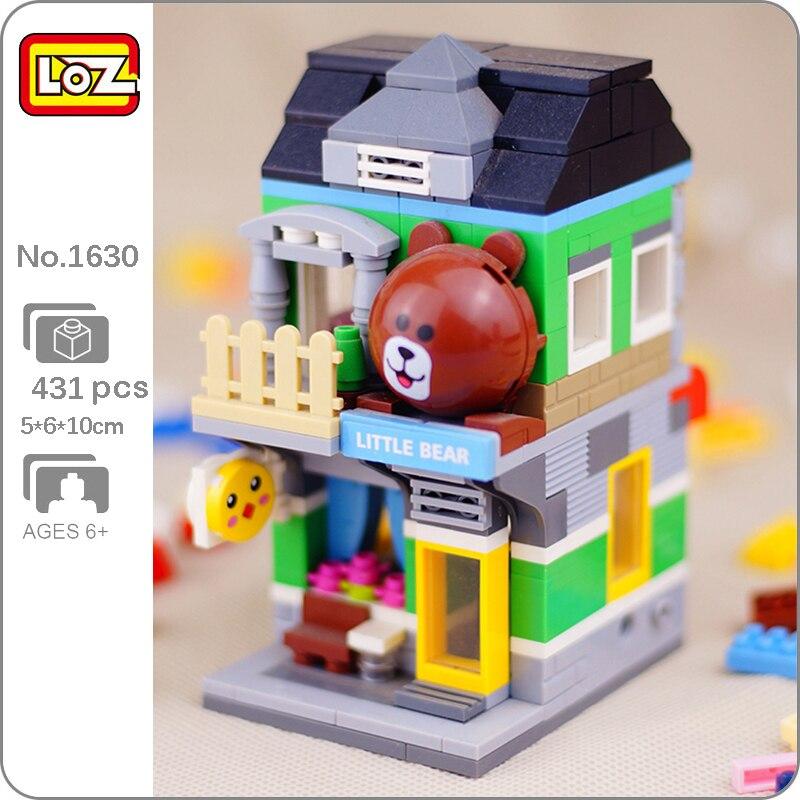 LOZ 1630 City Street Bear Duck Animal Pet Shop Store Architecture Model DIY Mini Blocks Bricks Building Toy  no Box