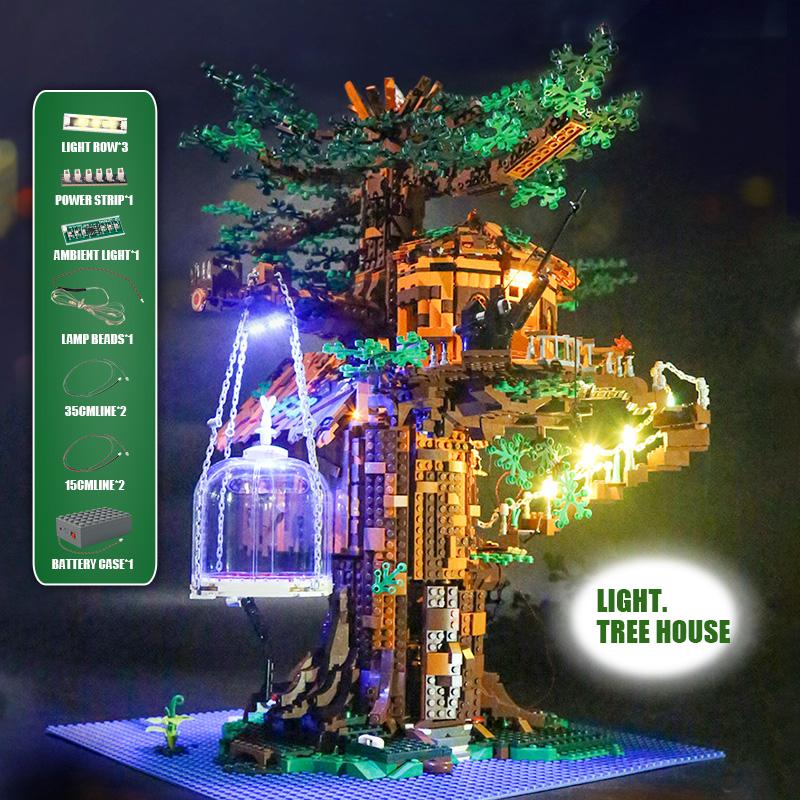 MOULD KING 16033 Creative Toys The MOC Tree House With Led Parts Model Assembly Building Blocks Bricks Kids Christmas Gifts