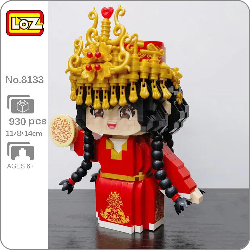 LOZ 8133 Minority Uygur Nationality Beauty Girl Tambourine Doll DIY Mini Diamond Blocks Bricks Building Toy For Children No Box