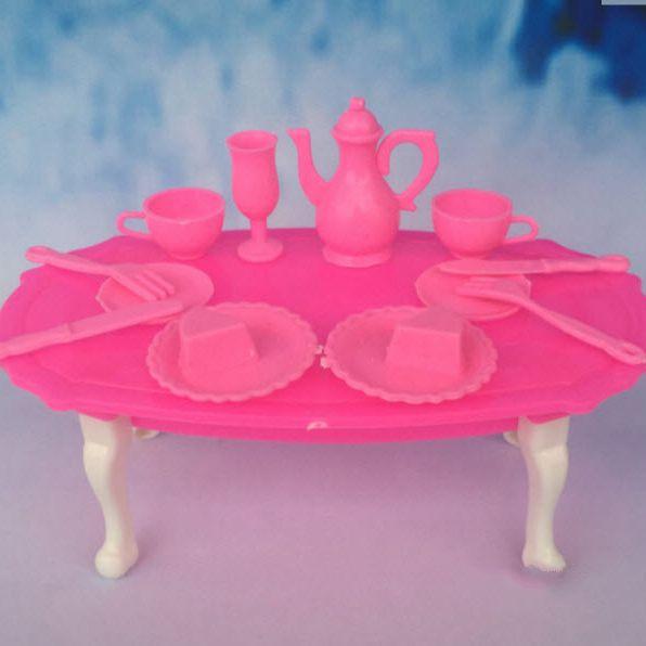 Apatsuki Dollhouse Kids Toys Play House Doll Accessories Doll's Plastic Dinning Table For Barbie Dolls For Kelly dolls For Barbie Dollhouse