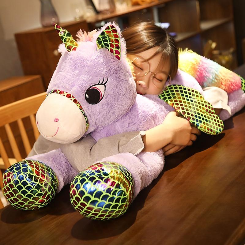 Furniture Living Hall 90cm Rainbow Unicorn Plush Toy Stuffed Cartoon Unicorn Dolls Soft Animal Horse Pillow High Quality Baby Kids Girl Birthday Gift