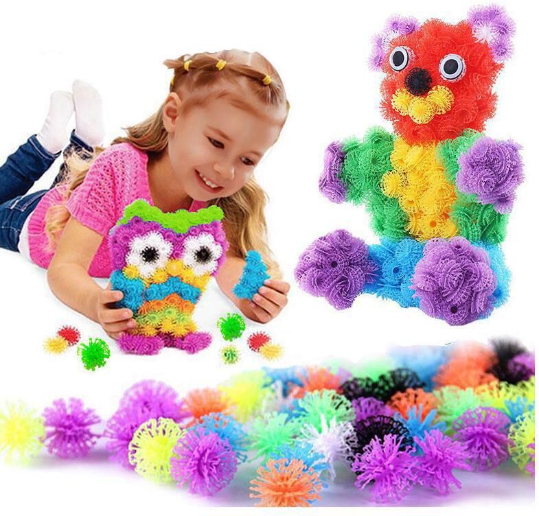 Toy and gift land Colorful Plastic DIY Puff Ball Squeezed Creative Thorn Balls Handmade Kid Educational Toys