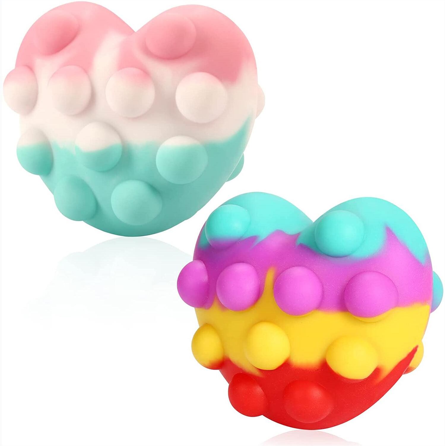 FourAll-Toys, Kids & Baby 2 Pcs Pop Stress Ball, Silicone Push Bubble Pop Balls, Fidget Sensory Toy 3D Decompression Bubble Toys Stress Relief Anti-Anxiety for Kids Adults