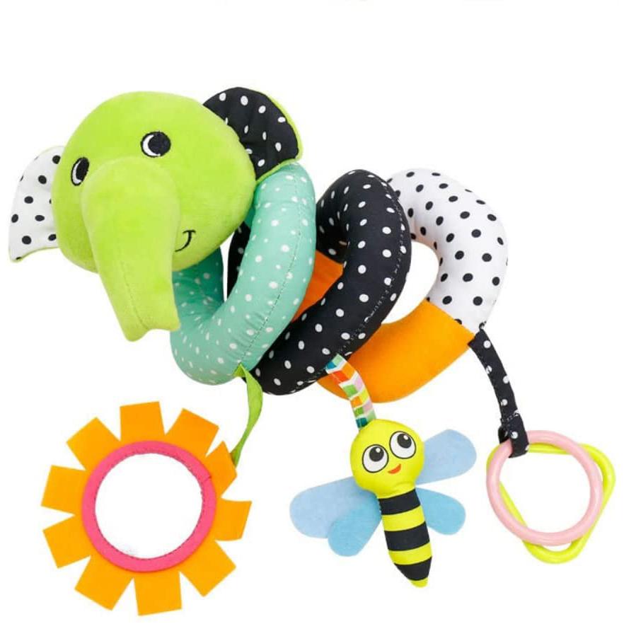 FourAll-Toys, Kids & Baby Hanging Car Seat Toys, Baby Rattle Toy Infant Crib Toy Baby Activity Spiral Plush Toys for Stroller Wrap Around Hanging Toy for Boys Girls 0-36 Months