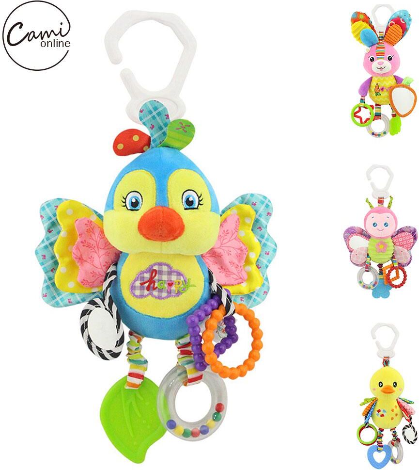 TouchCare Cartoon Baby Stroller Hanging Rattles Newborn Mobile Rabbit Teether Appease Plush Toy Rubber Rings