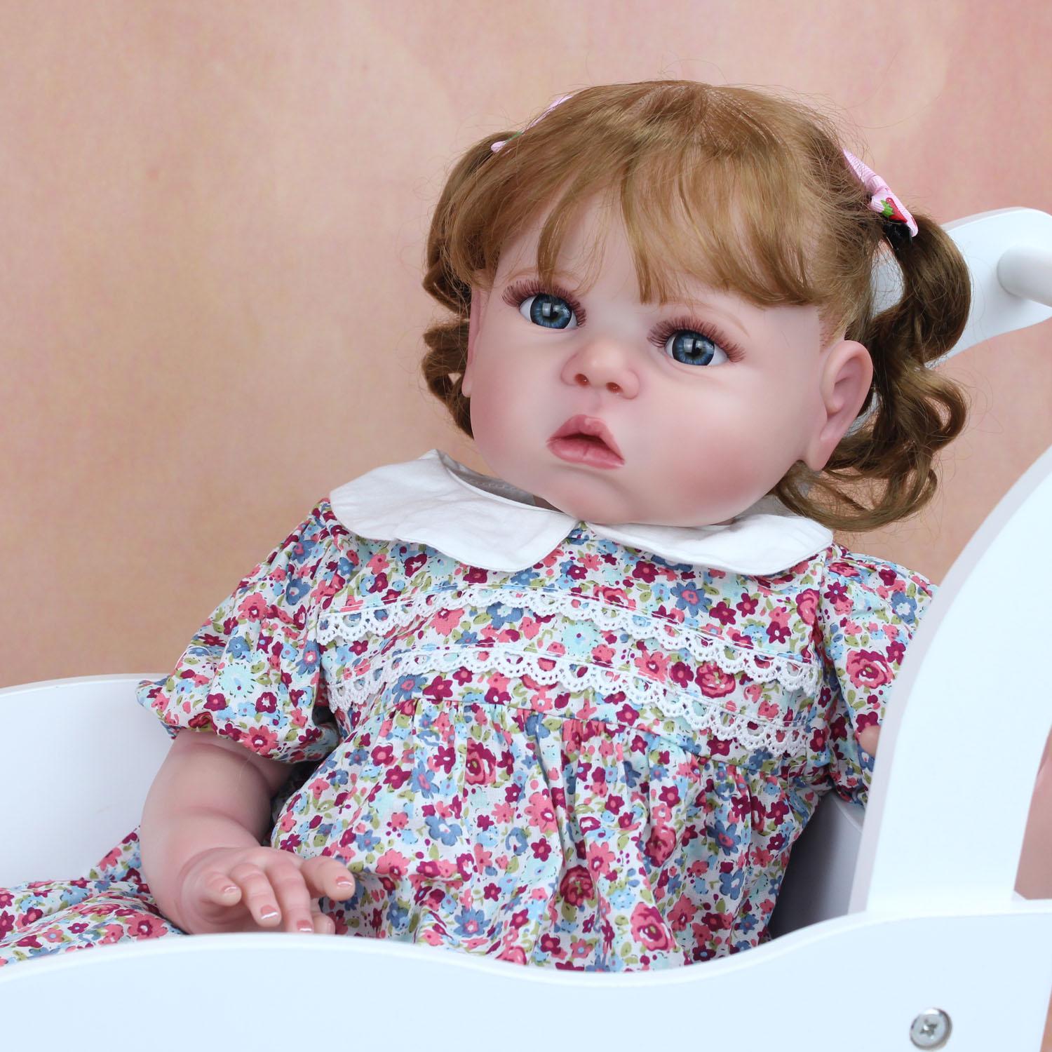 BZDOLL Reborn 3D Paint 65 CM Soft Silicone Reborn Baby Doll Toy For Girl 26 Inch Cloth Body Realistic Long Hair Princess Toddler Art Bebe