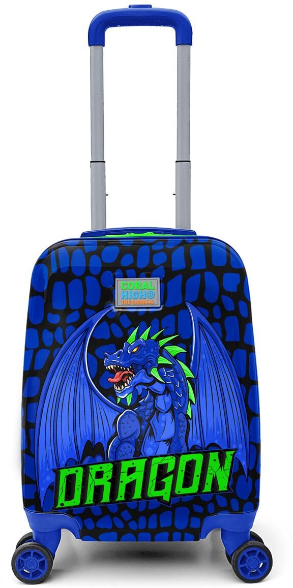 Coral High Kids Black Saks Dragon Patterned Luggage 16752