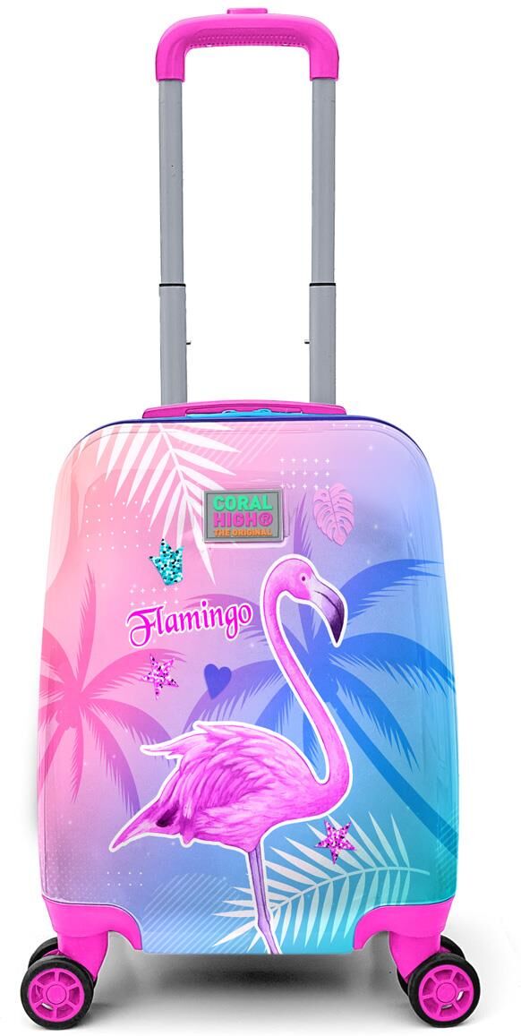 Coral High Kids Lavender Pink Flamingo Patterned Luggage 16708