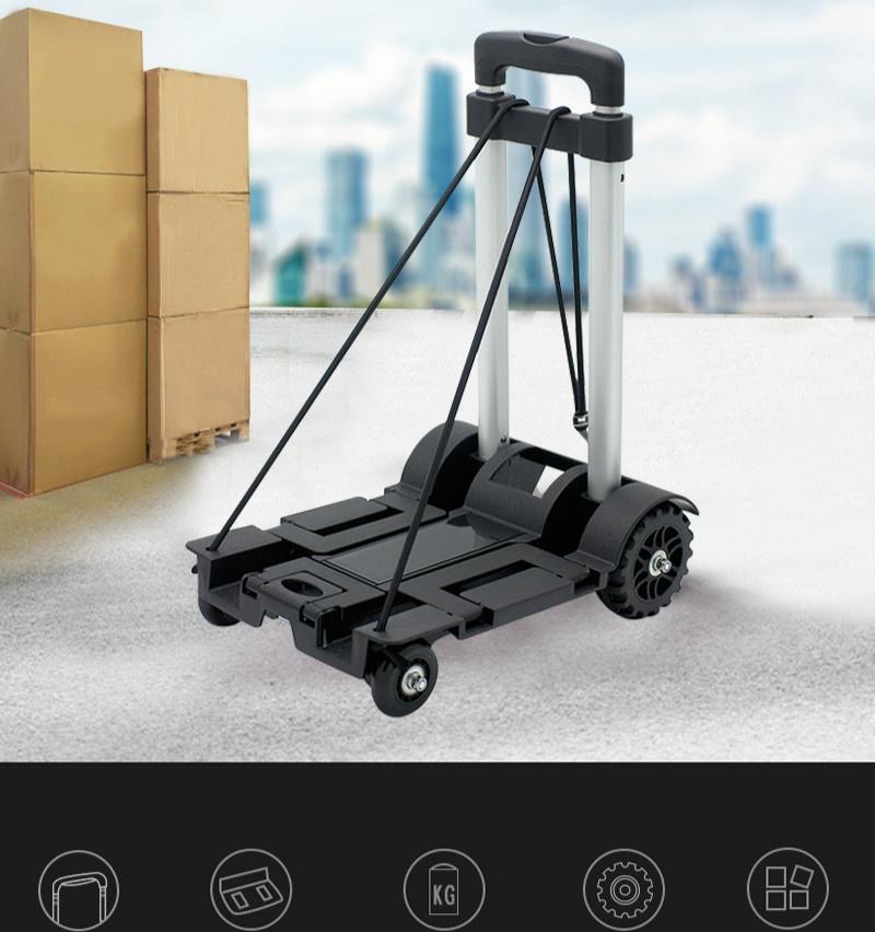 A MIJIA Home Portable Folding Push Truck Trolley Luggage Flatbed Cart Car Travel Portable Luggage Trolley