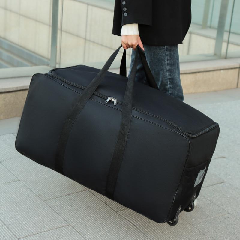 SCIONE Portable Travel Bag Rolling Luggage Black Large Duffle Bag Roller Handbags Moving Overnight Oxford Cloth Traveling Bags Hot X88C