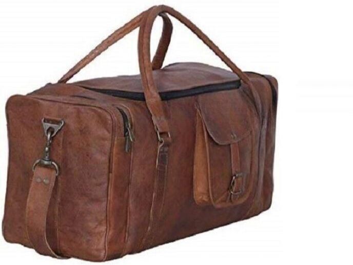 Vintage Goat leather Bags 25" Wide Leather Large travel luggage vintage overnight weekend duffel Gym Bag