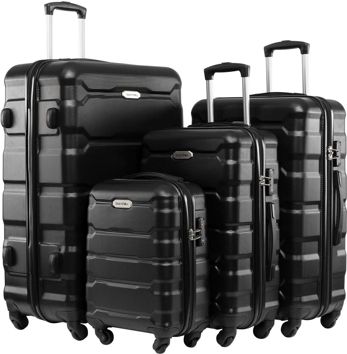 DOUBLE TRAVELLER NEW 4PCS Luggage Sets Suitcase on Wheels Women Spinner Rolling Luggage ABS Travel Suitcase Set Hardside Trolley Luggage Case Bag