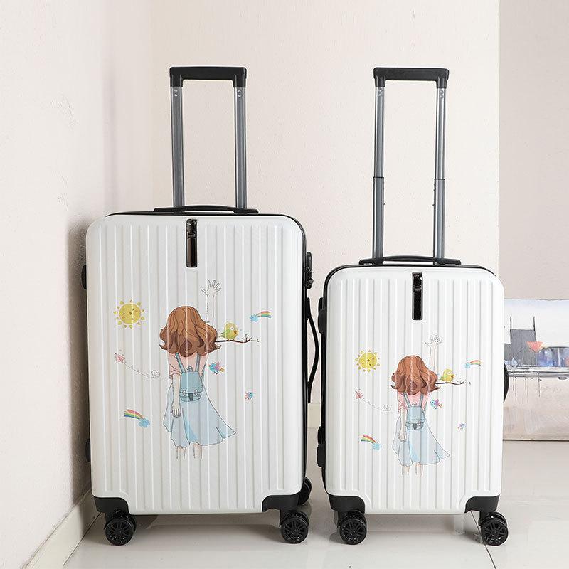 DOUBLE TRAVELLER Travel Suitcase Trolley Luggage 20 Inch Carry on Suitcase Rolling Luggage Fashion Student's Kids Trolley Case Girls Luggage Bag