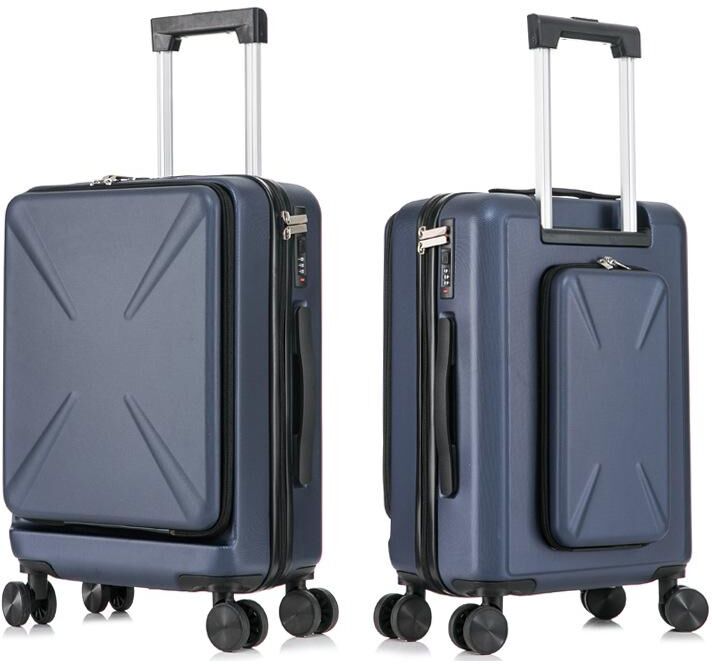 DOUBLE TRAVELLER New Travel Suitcase Rolling Luggage Wheel Business Front Opening with Computer Case Trolley Luggage Carry on Small Suitcase