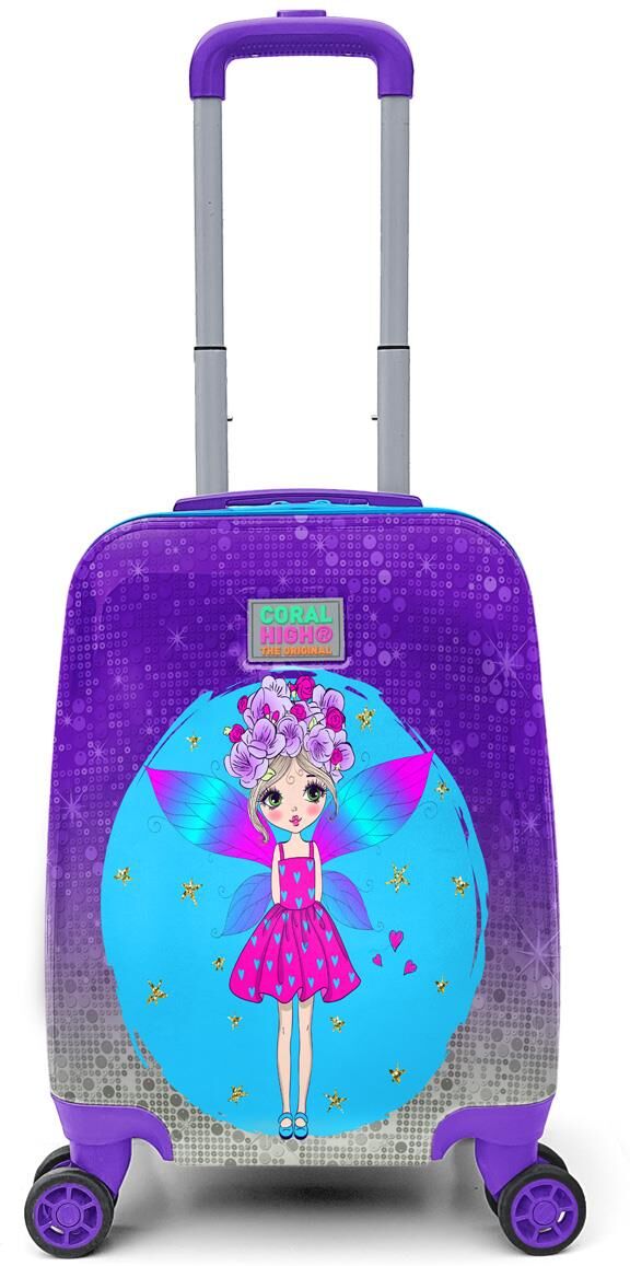 Coral High Kids Pink Blue Fairy Patterned Luggage 16726