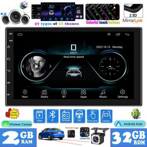 Peaceful World High Quality Car Stereo Radio Carplay High-end Colorful Light Touch Key Android 12 Multi-element Boutique UI Design Dual 2 DIN GPS WIFI USB 2+32GB