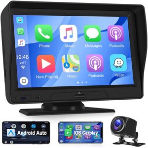 Podofo 9V-36V 1024 x 600 HD 7 Inch Car DVR AHD Rear View Monitor Support Carplay Android Auto AI Voice Control Bluetooth Call Music Car Recorder