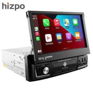 Car Radio Hizpo 7'' Single 1 Din AutoRadio CarPlay GPS Navigation Retractable Screen 1Din Android 12 Multimedia Player Universal Audio Video Head Unit