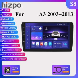 Hizpo 4G+WIFI 2 Din Android Auto Radio for A3 8P 2003 - 2013 Carplay Car Multimedia GPS 2din Autoradio Navigation GPS Head Unit Automotivo Video