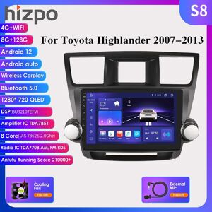 Hizpo 4G 2 Din Android 12 Car Radio for Toyota Highlander Kluger 2 XU40 2007-2013 Navi GPS Multimedia Intelligent Screen Video Player Auto Stereo Carplay