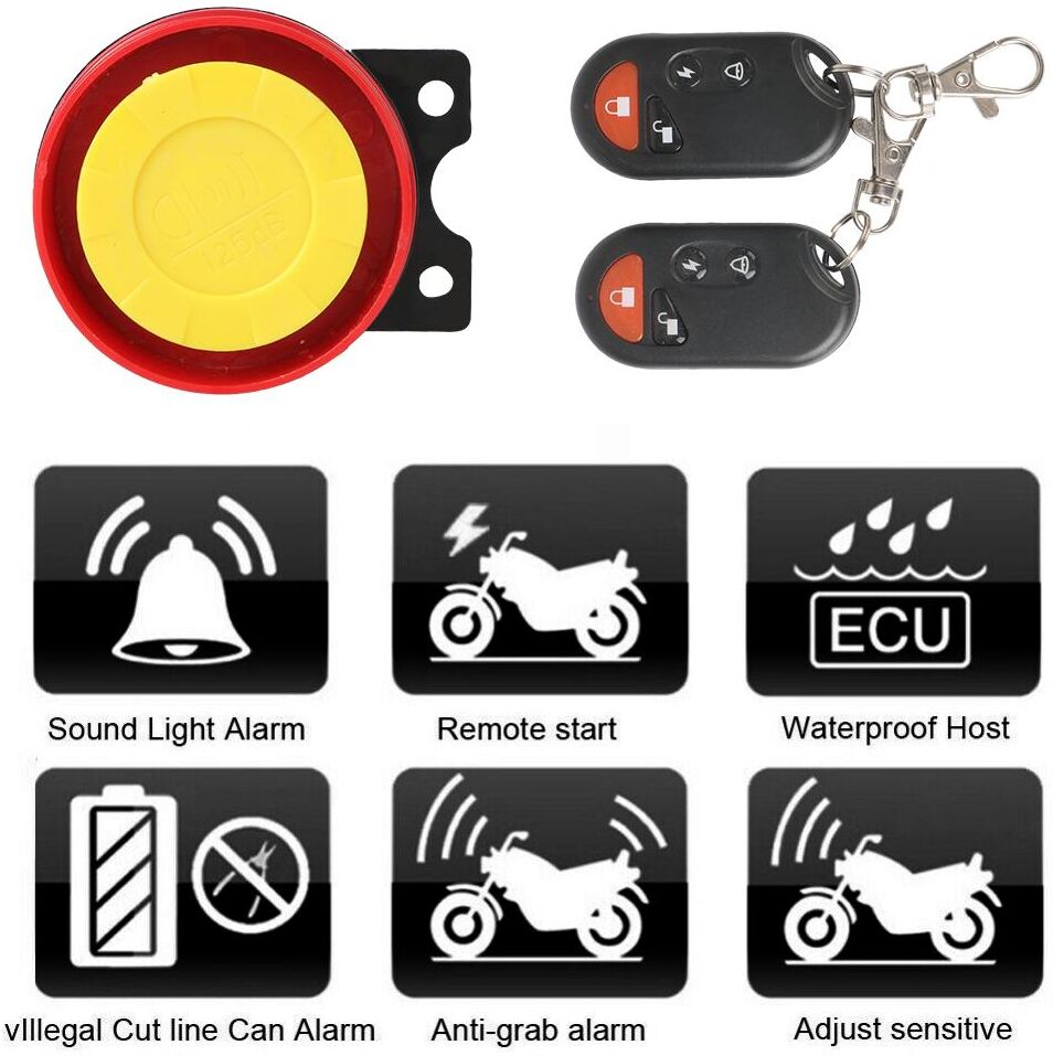 LEEPEE Automotive Parts 12V 125db Motorcycle Bike Security Alarm System Speaker 1Set Key Shell Engine Start Anti-theft Scooter Remote Control