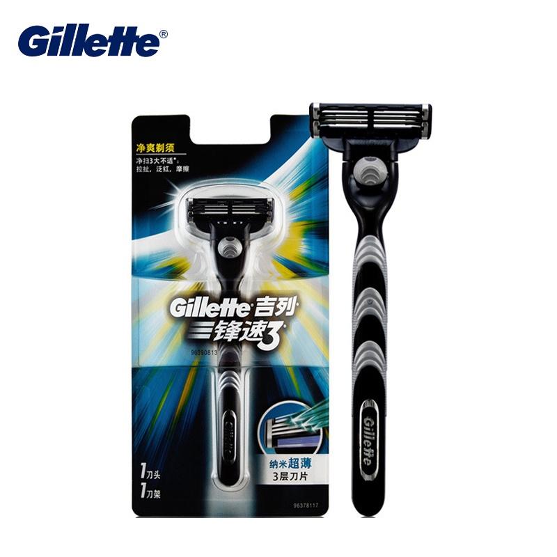 Original Razor Gillette Mach 3 Safety Razor Shaving Razor Blades Three Edages Beard Manual Shave Shaver 1 Razor Holder 1 Blade