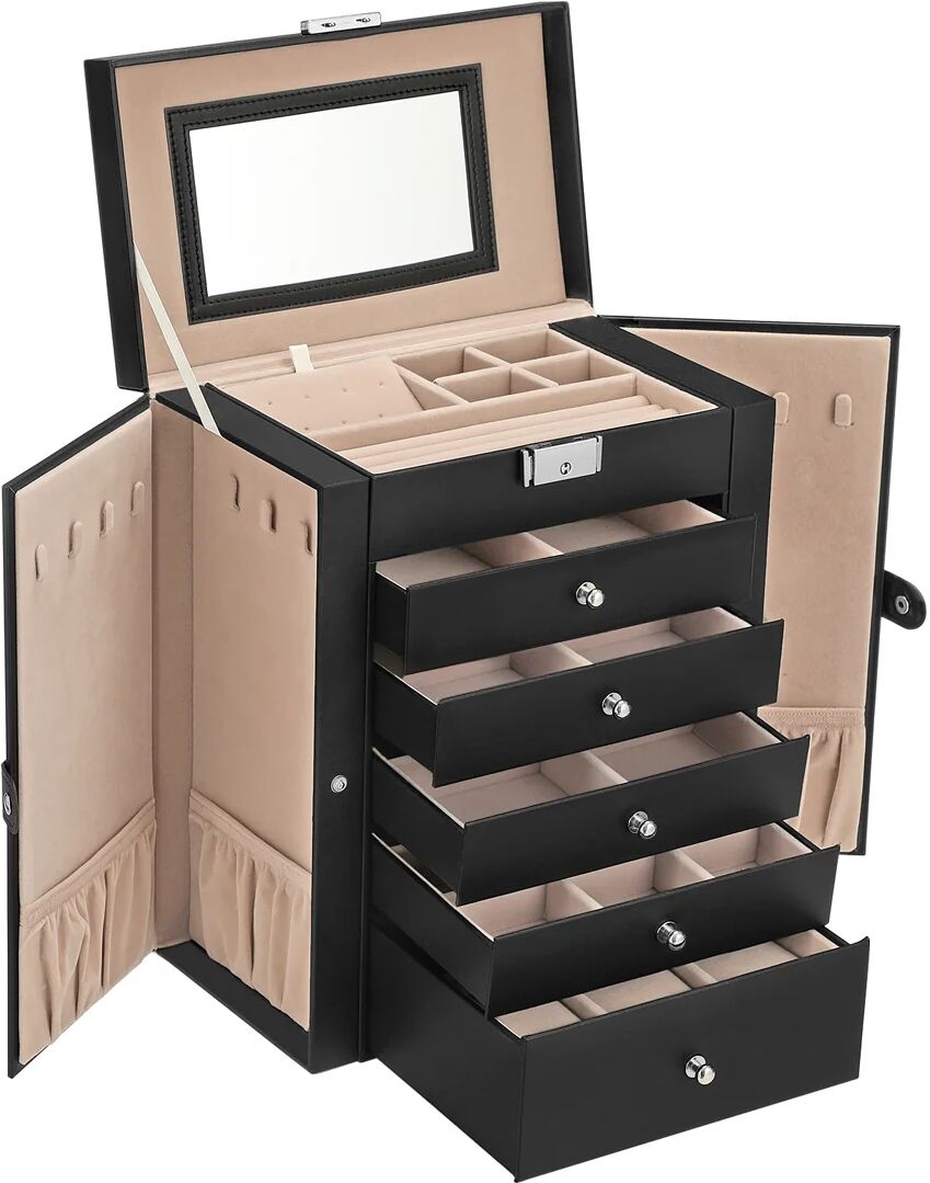 SONGMICS 6-Tier Jewellery Case, Black