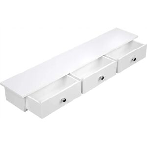 SONGMICS White Wall-Mounted Floating Shelf with Drawers