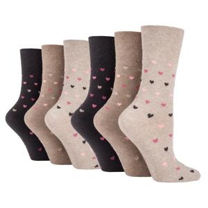 6 Pairs Ladies Gentle Grip Cotton Socks - Brown/Natural female