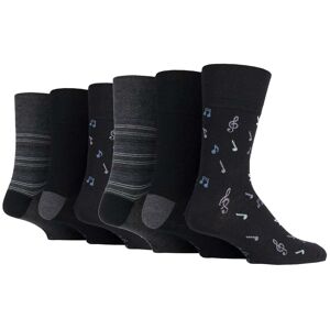 6 Pairs Men's Gentle Grip Cotton Socks Musical Notes male