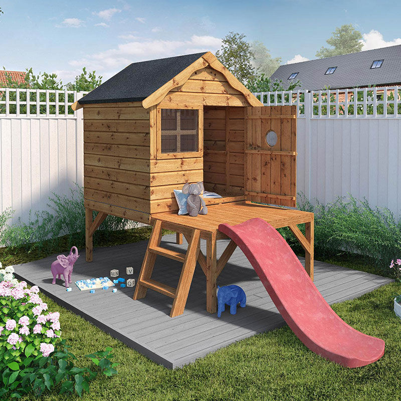 4x4 Mercia Snug Tower Kids Wooden Playhouse With Slide