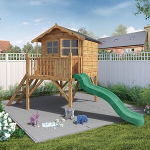 4'10 x 6'6 Mercia Poppy Kids Wooden Tower Playhouse with Slide (1.47m x 1.98m)