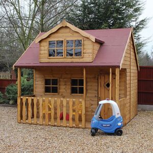 10' x 10' Traditional Swiss Cottage 2 Storey Kids Playhouse With Veranda