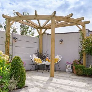 Forest Garden 9' x 9' Forest Premium Radial Wooden Garden Corner Pergola (2.75m x 2.75m)