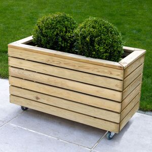 Forest Garden 2'7 x 1'4 Forest Linear Double Wooden Garden Planter with Wheels (0.8m x 0.4m)