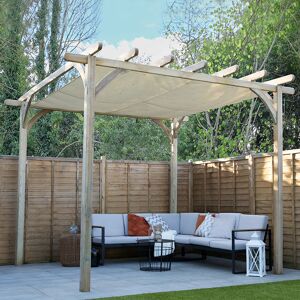 Forest Garden Forest Large Ultima Wooden Garden Pergola with Retractable Canopy 12' x 12'