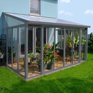10'x14' (3x4.25m) Palram Canopia SanRemo Grey Lean-To Conservatory