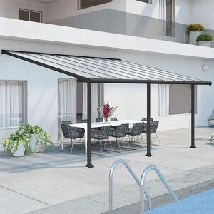10'x18' (3x5.46m) Palram Canopia Olympia Grey Patio Cover With Clear Panels
