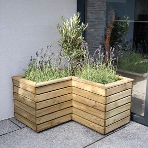 Forest Garden 2'7 x 2'7 Forest Linear Corner Wooden Planter (0.8m x 0.8m)