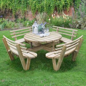 Forest Garden Forest Circular Wooden Garden Picnic Table with Seat Backs 8'x8' (2.4x2.4m)
