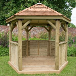 Forest Garden 10'x9' (3x2.7m) Luxury Wooden Garden Gazebo with New England Cedar Roof - Seats up to 10 people