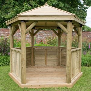 Forest Garden 10'x9' (3x2.7m) Luxury Wooden Garden Gazebo with Timber Roof - Seats up to 10 people