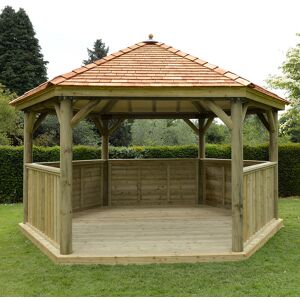 Forest Garden 15'x13' (4.7x4m) Luxury Wooden Garden Gazebo with New England Cedar Roof - Seats up to 19 people