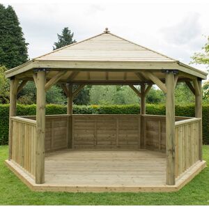 Forest Garden 15'x13' (4.7x4m) Luxury Wooden Garden Gazebo with Timber Roof - Seats up to 19 people