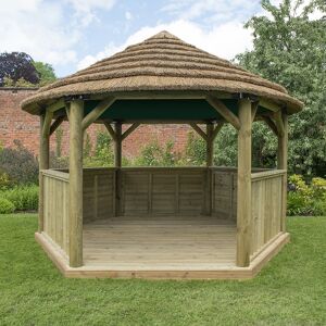 Forest Garden 13'x12' (4x3.5m) Luxury Wooden Garden Gazebo with Country Thatch Roof - Seats up to 15 people