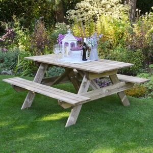 Forest Garden Forest Small Rectangular Wooden Garden Picnic Table 5'x5' (1.5x1.5m)