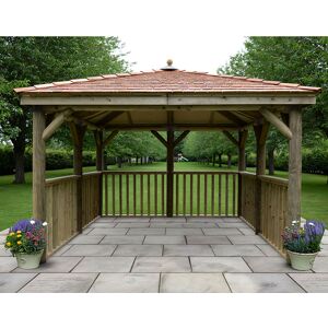 Forest Garden 11'x11' (3.5x3.5m) Square Wooden Garden Gazebo with New England Cedar Roof